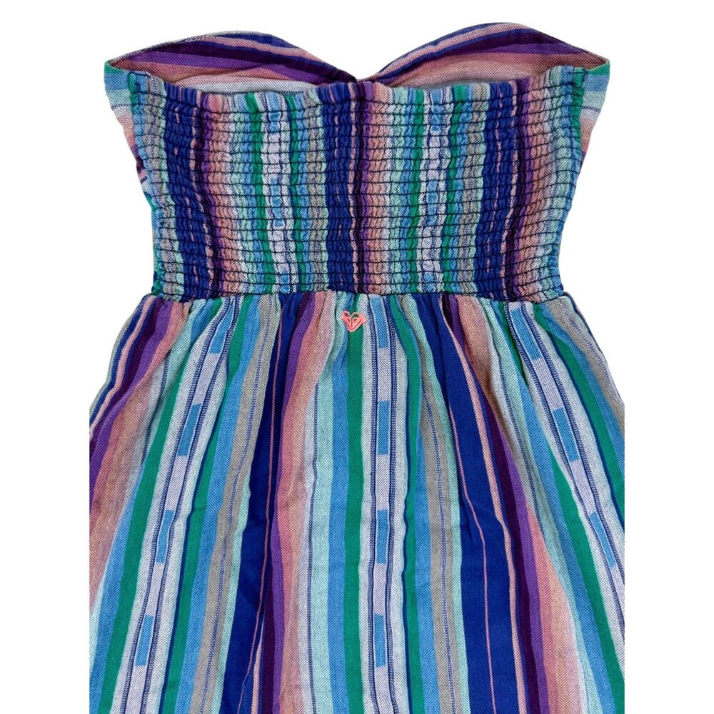 Vintage Y2K Roxy Coastal Cowgirl Strapless Striped Beachy Boho Indie Mini Dress - Picture 10 of 16